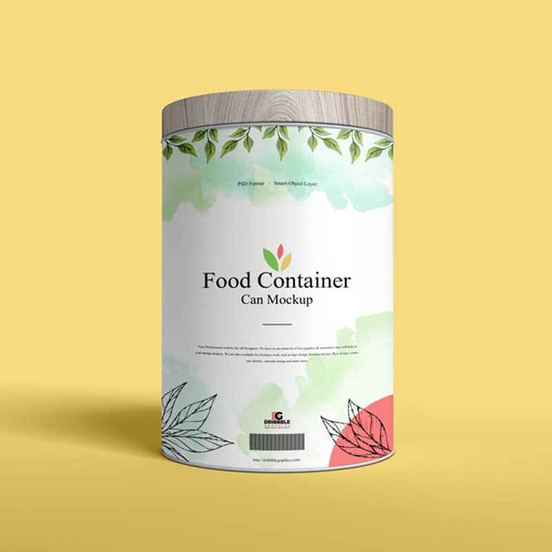 Free Food Container Can Mockup