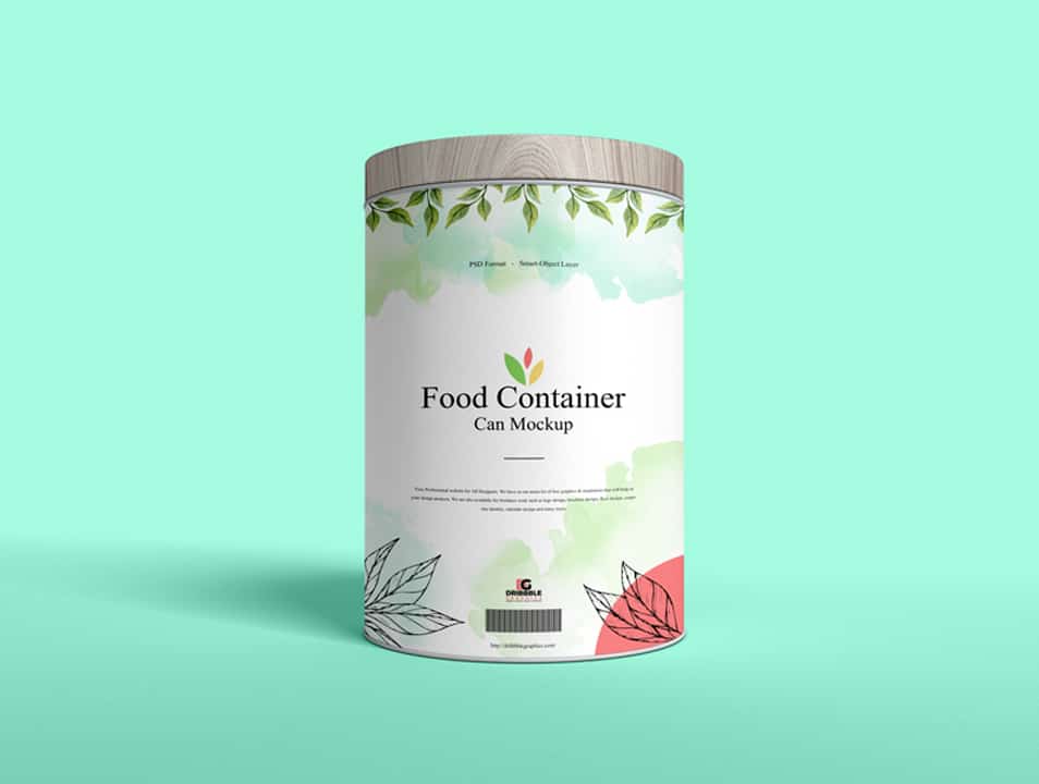 Free Food Container Can Mockup