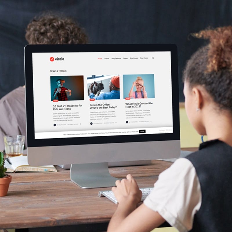 Free Girl Working on Computer Website Mockup