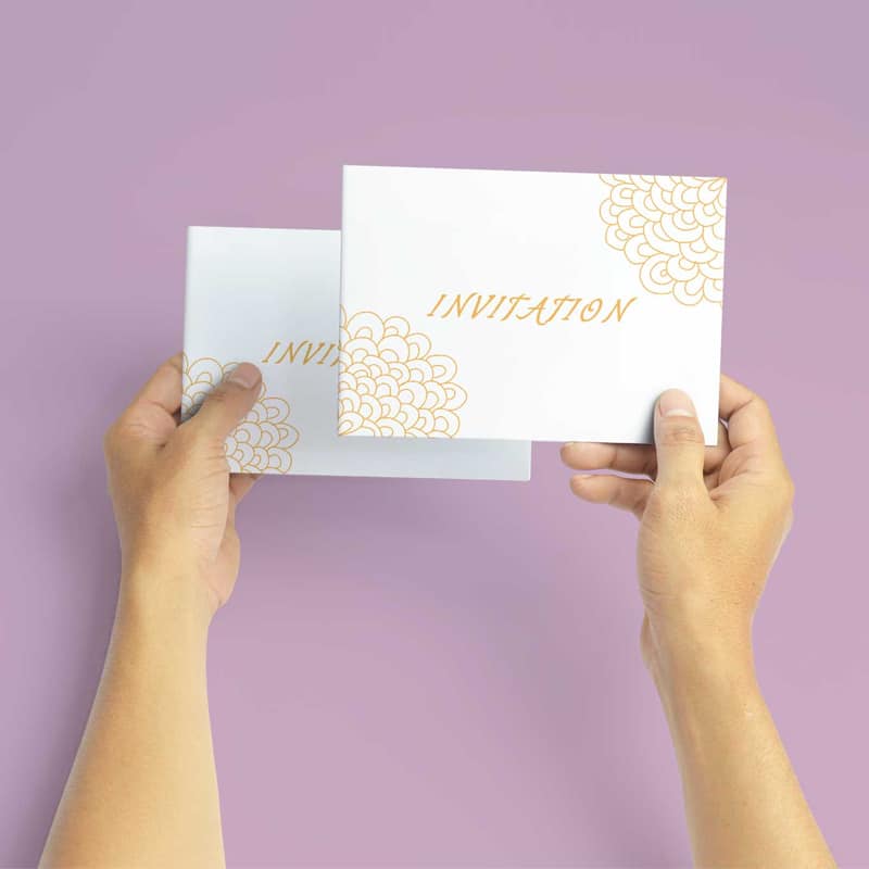 Free Invitation Greeting Card in Hand Mockup