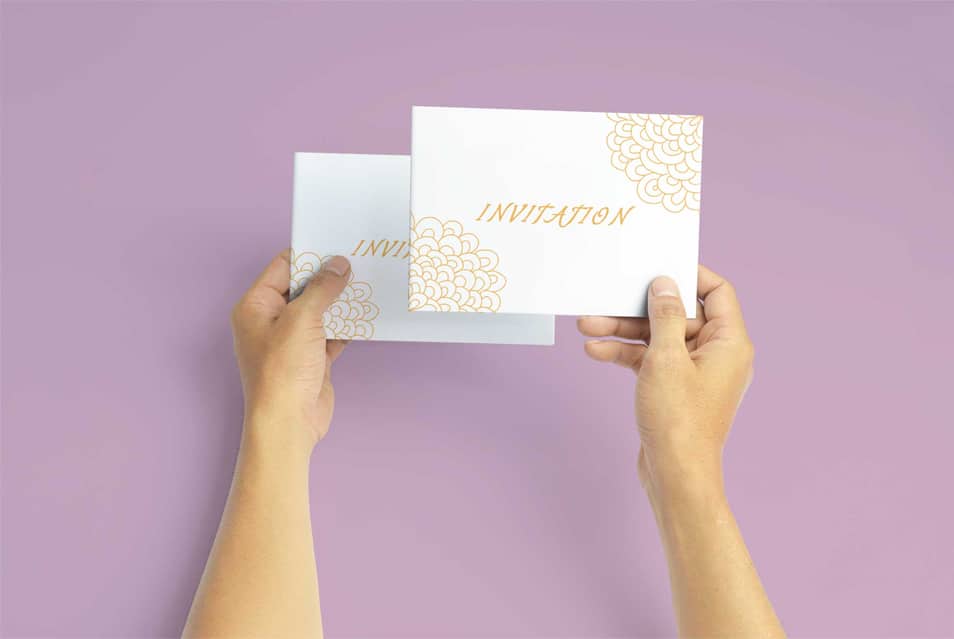 Free Invitation Greeting Card in Hand Mockup
