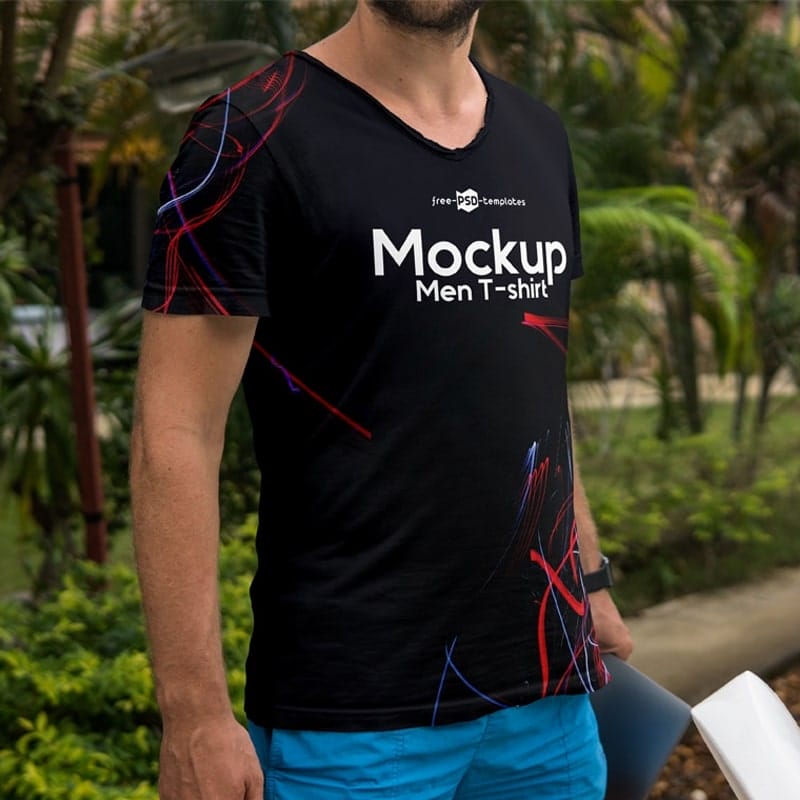 Free Men T-shirt Mock-up in PSD