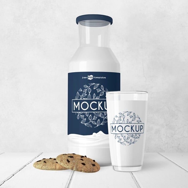 Free Milk Bottle Mock-up in PSD