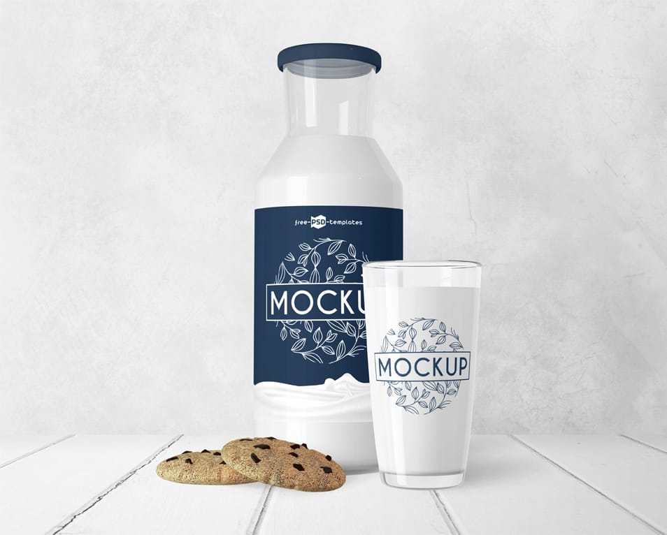 Free Milk Bottle Mock-up in PSD