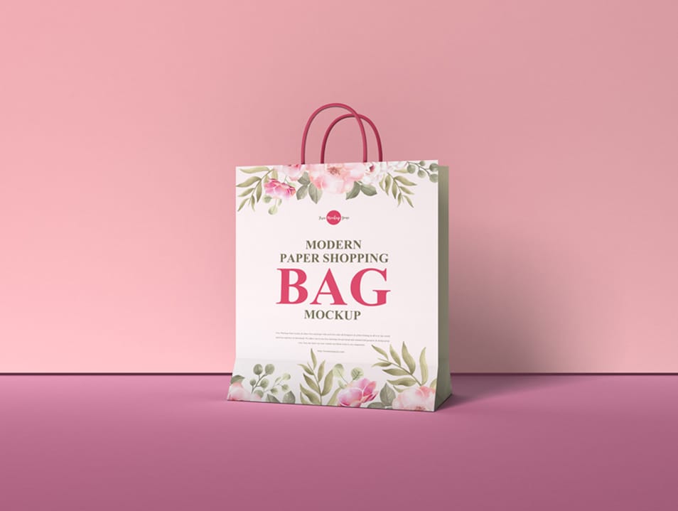 Free Modern Paper Shopping Bag Mockup