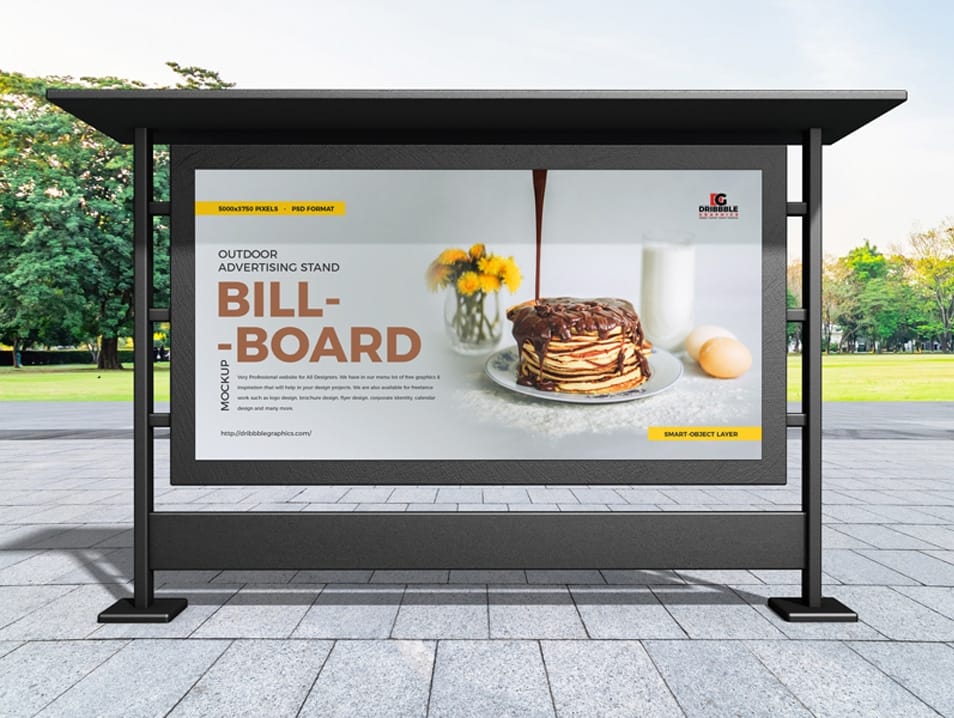 Free Outdoor Advertising Stand Billboard Mockup