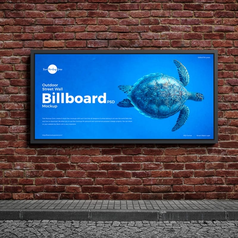 Free Outdoor Street Wall Billboard Mockup PSD