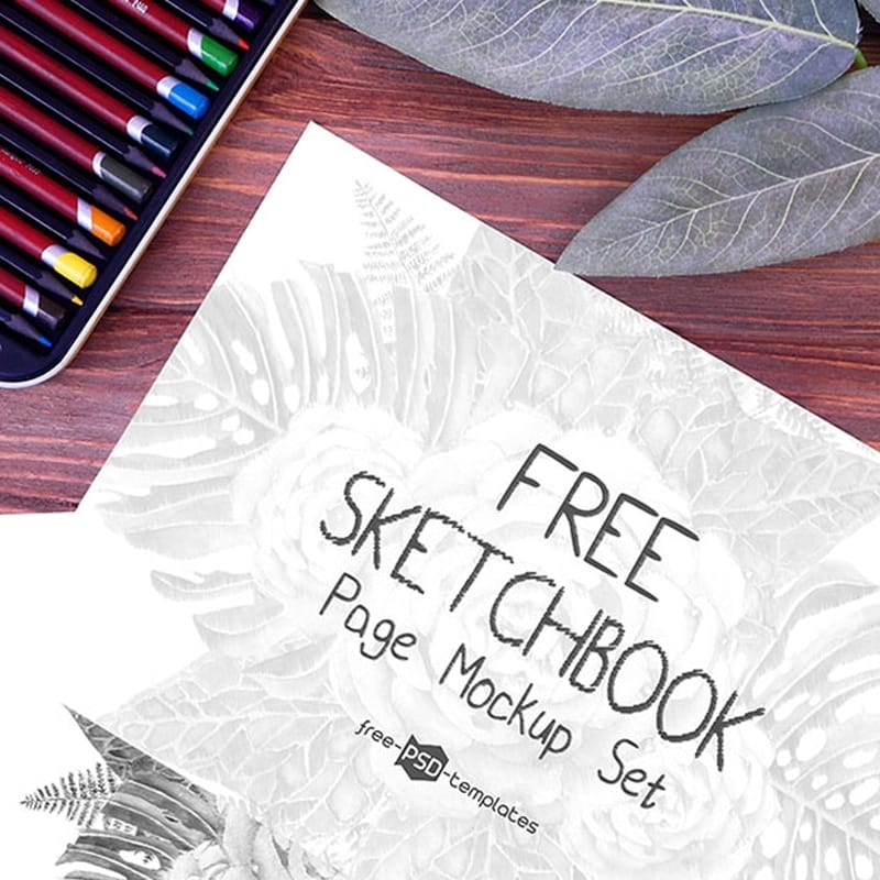 Free Sketchbook Page Mockup Set