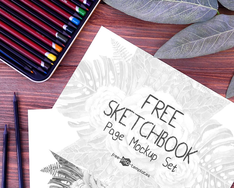 Free Sketchbook Page Mockup Set