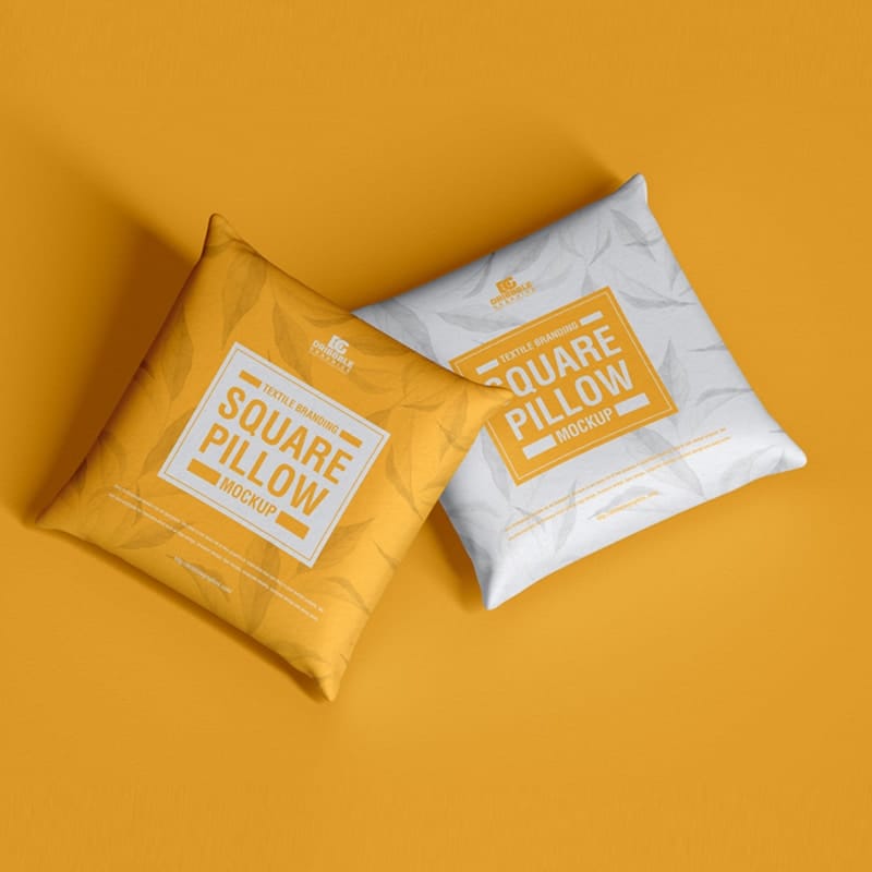 Free Textile Branding Square Pillow Mockup