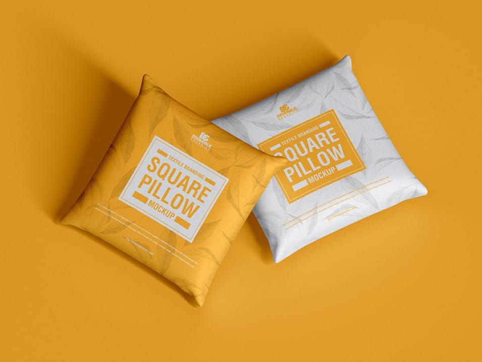 Free Textile Branding Square Pillow Mockup