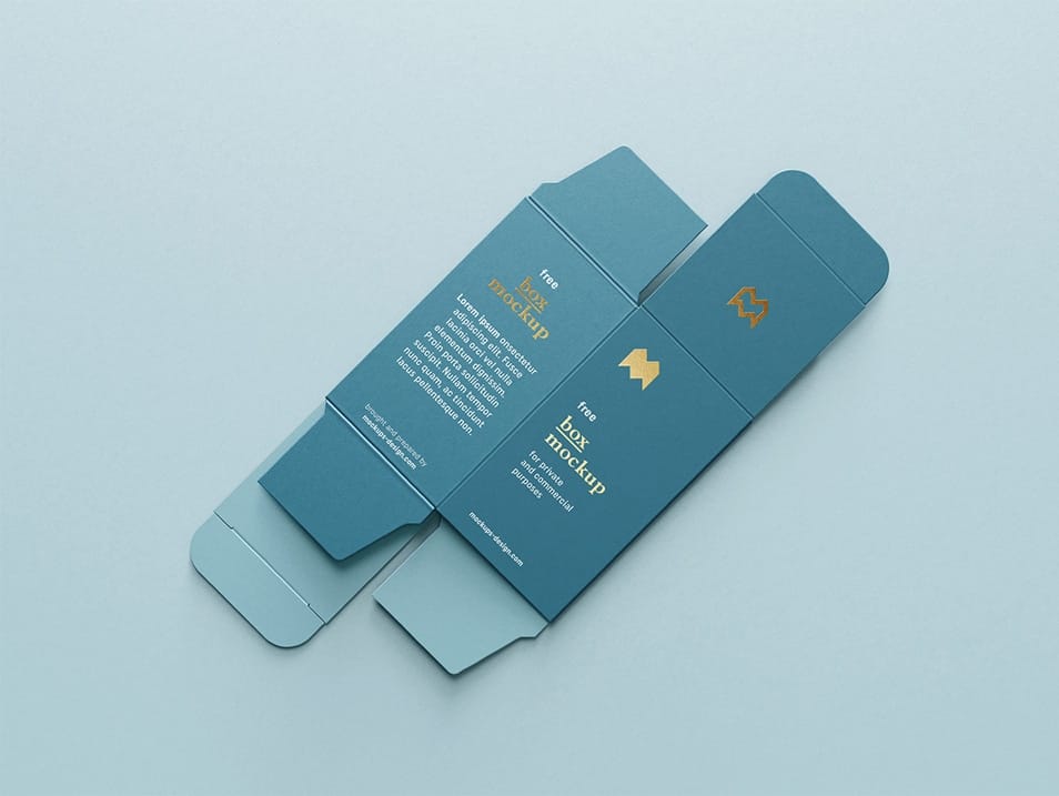 Free Unfolded Box Mockup