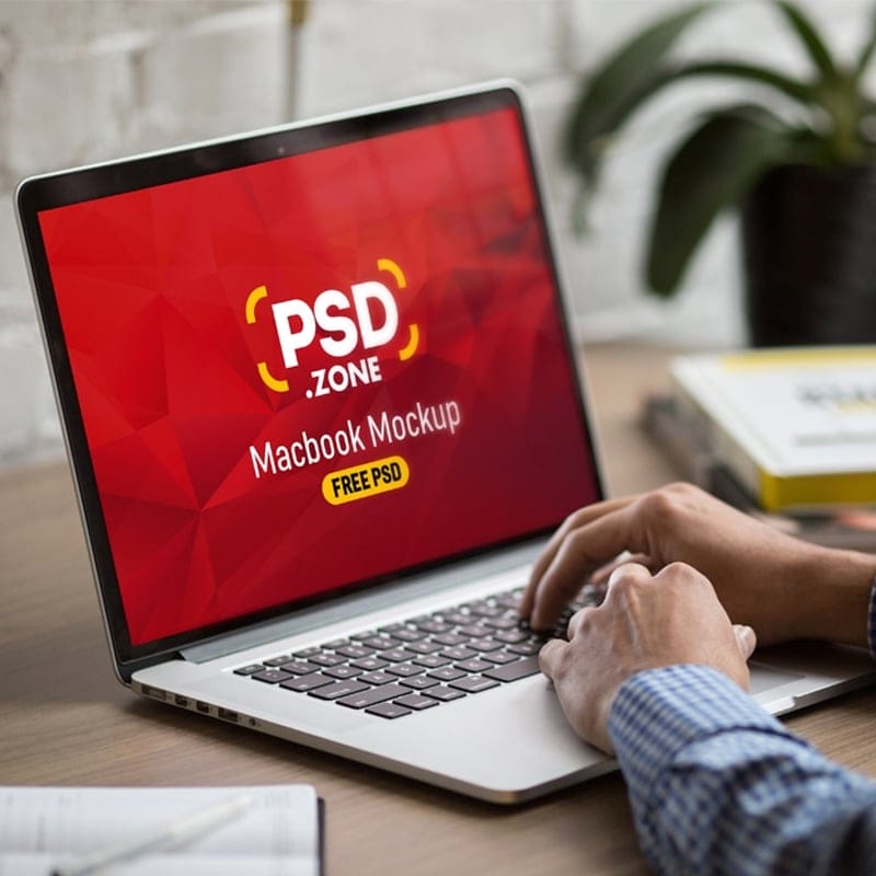 MacBook Pro in Office Mockup PSD