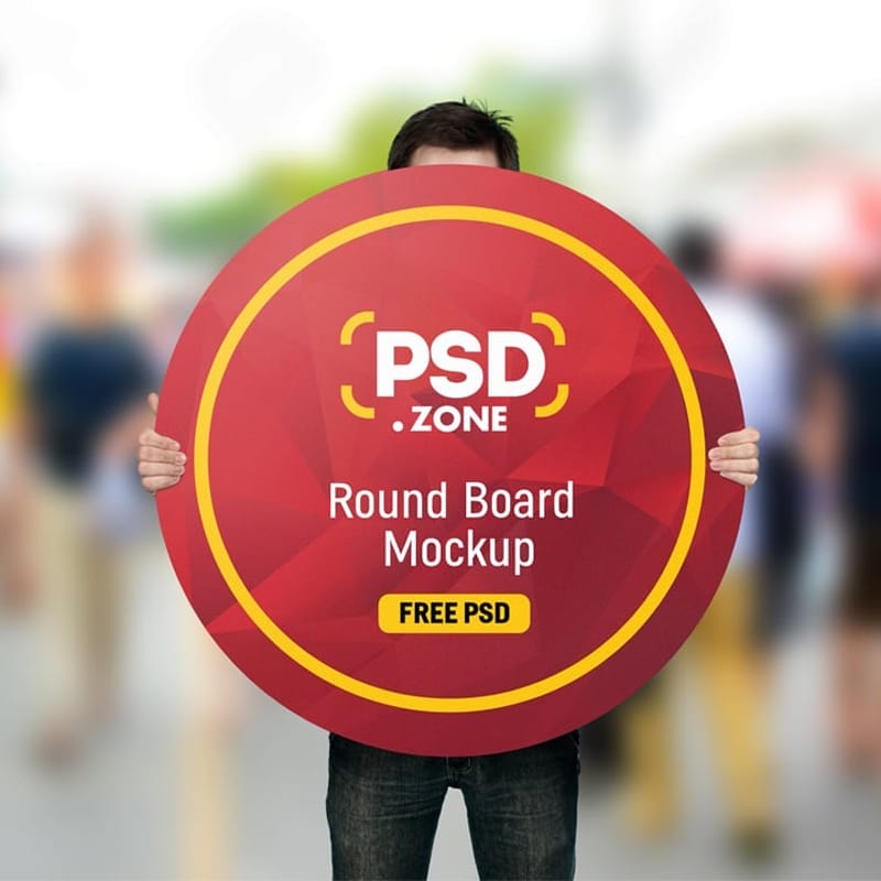 Man Holding Round Board Mockup