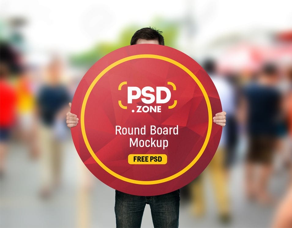 Man Holding Round Board Mockup