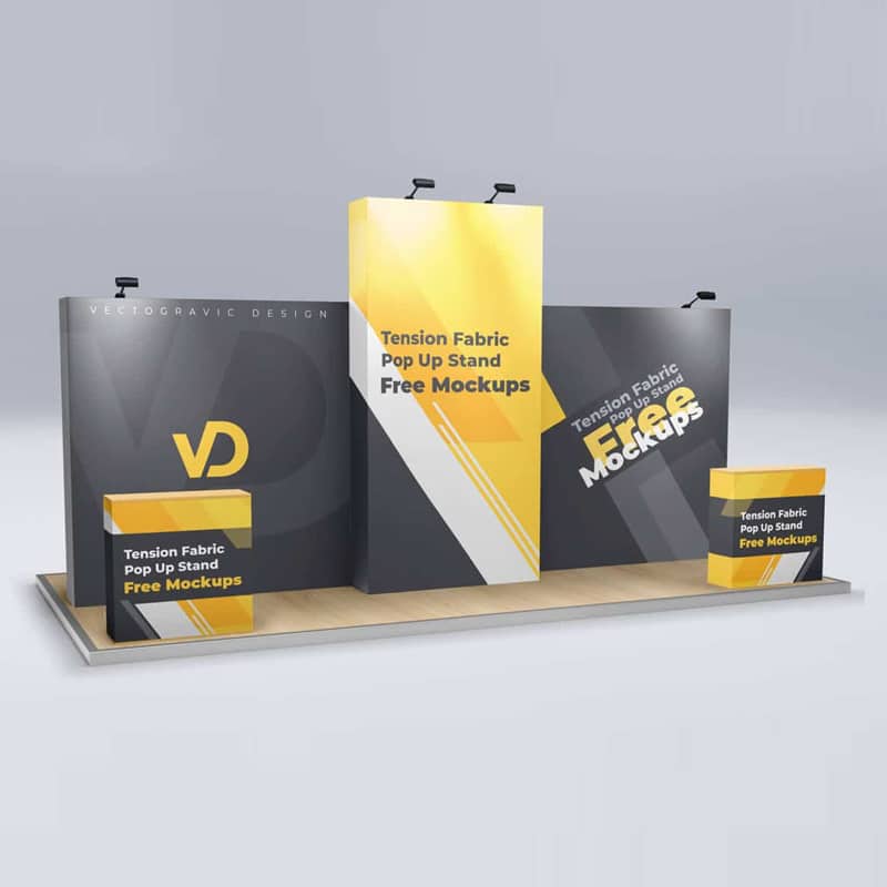 Tension Fabric Pop Up Stand Free Mockups
