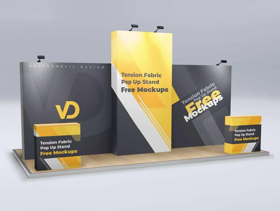 Tension Fabric Pop Up Stand Free Mockups