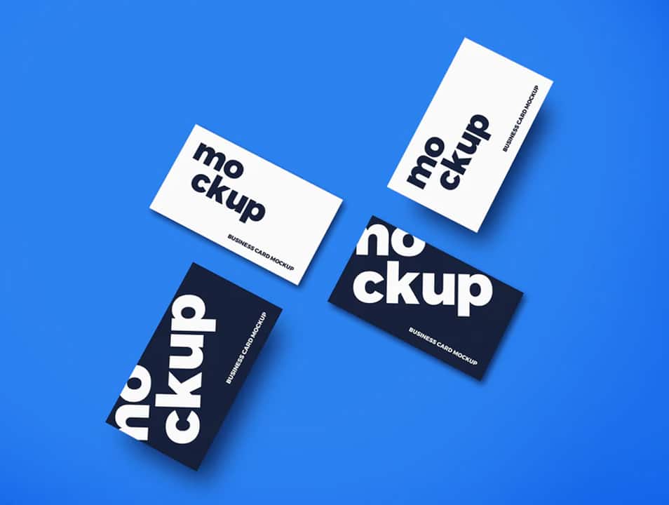 Top View Business Cards Mockup