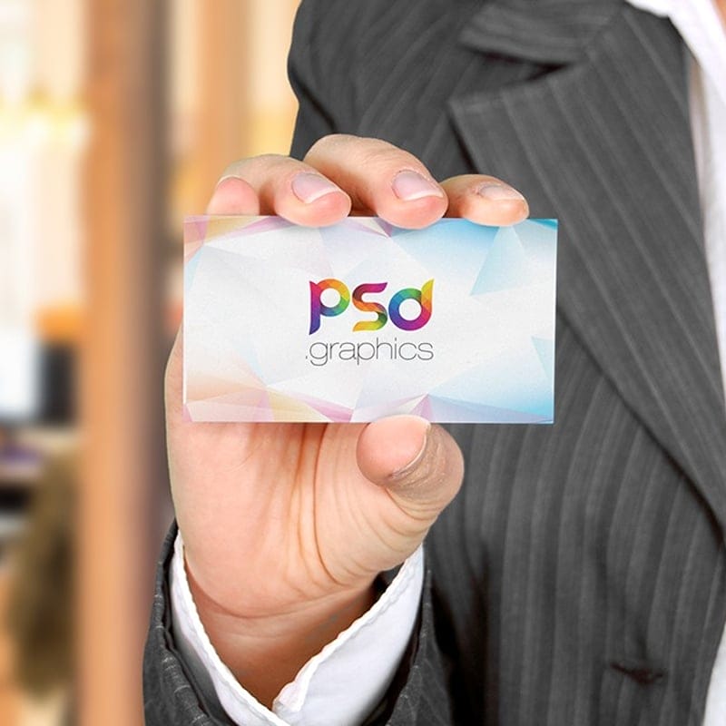 Woman Holding Business Card Mockup