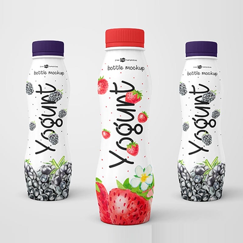 3 Free Yogurt Bottle Mockups