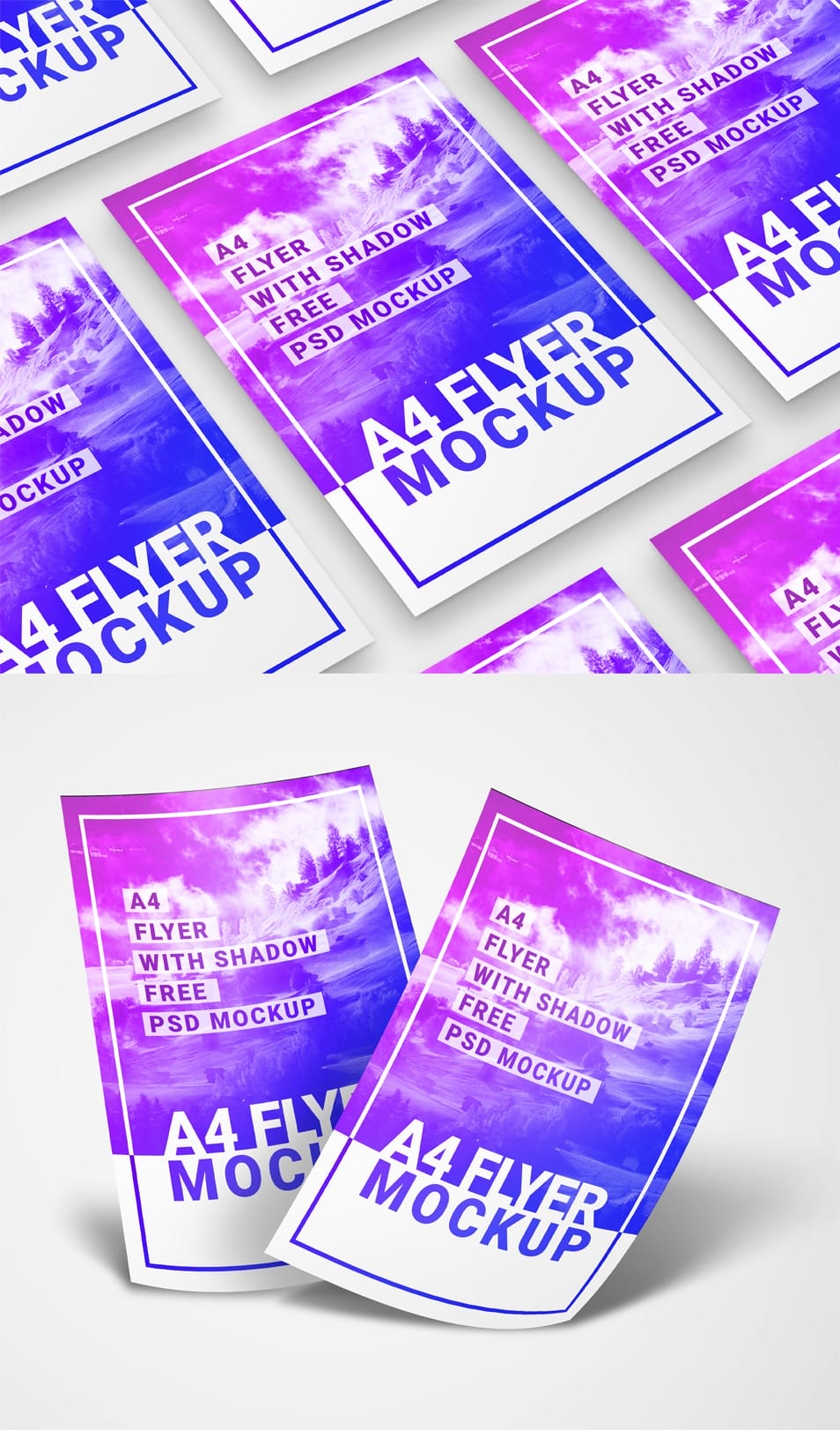 A4 Flyer With Shadow 2 Free PSD Mockups