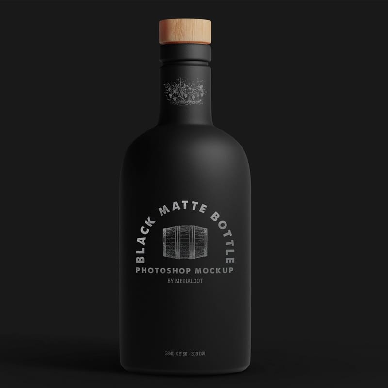 Black Matte Bottle Mockup