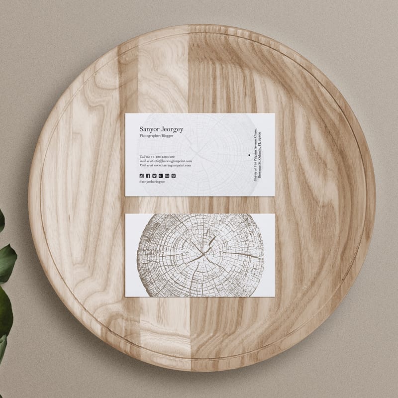 Business Card Mockup on Wooden Tray