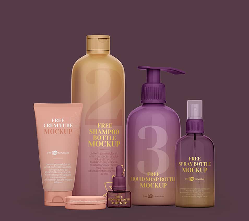 Cosmetics Set Free PSD Mockup