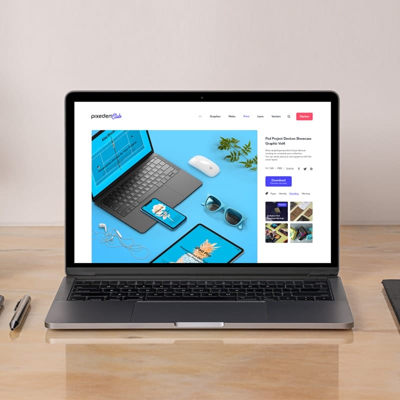 Desk PSD MacBook Pro Scene Set