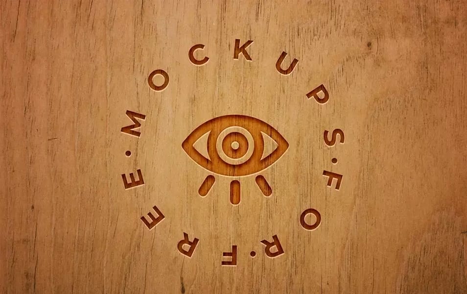 Engraved Wood Logo Mockup