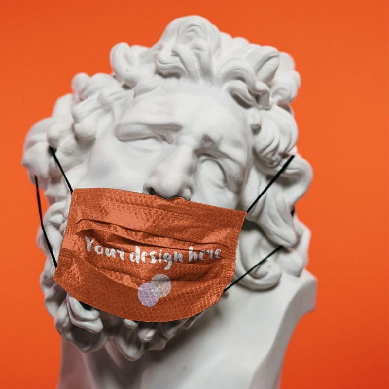 Face Mask on Sculpture Mockup