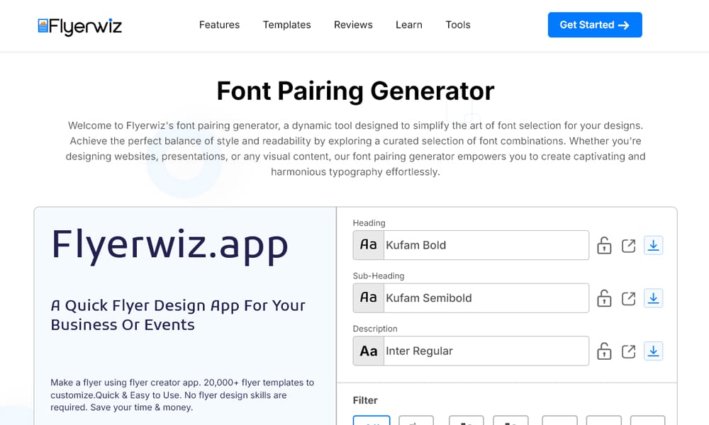 FlyerWiz Font Pairing Generator