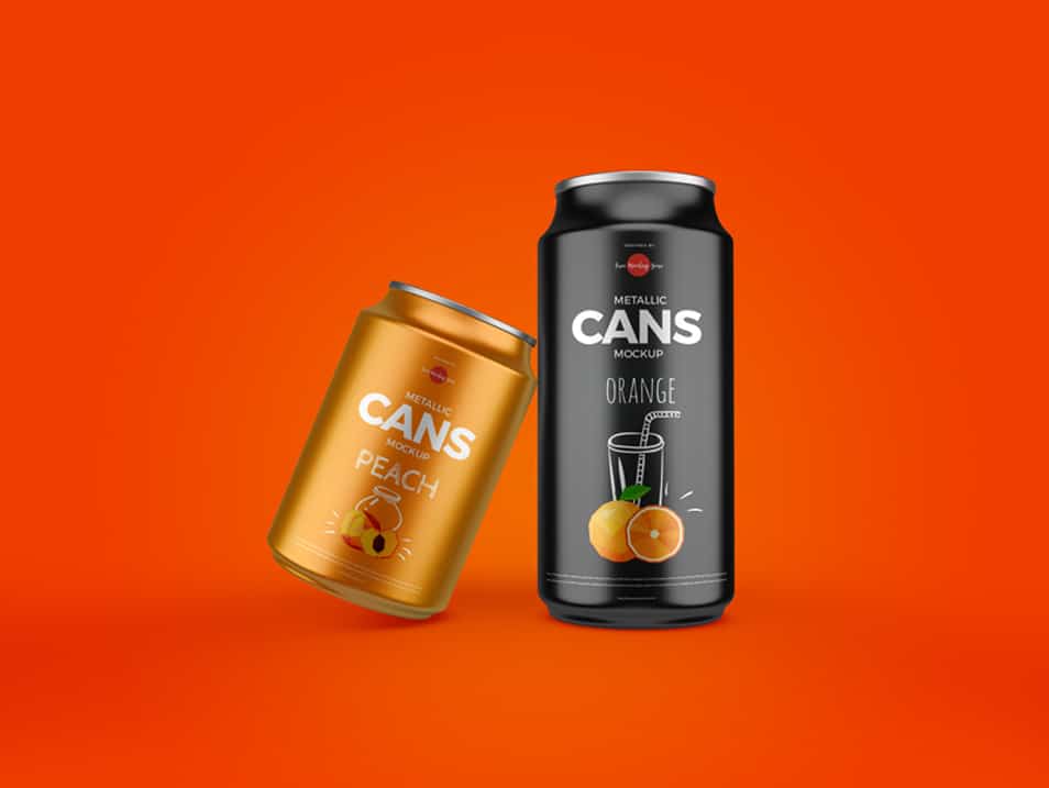 Free 2 Metallic Cans Mockup
