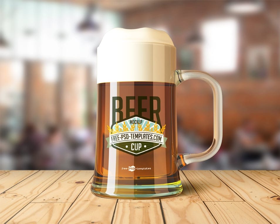 Free Beer Cup Mock-up in PSD