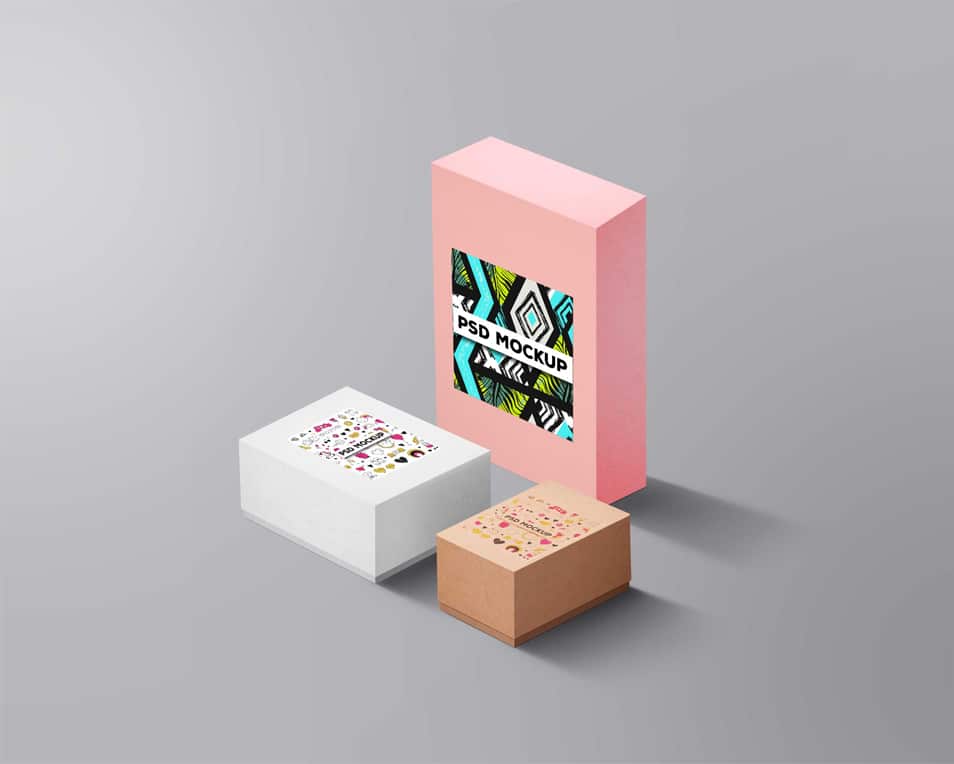 Free Cardboard Gift Boxes PSD Mockup