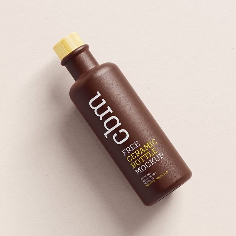 Free Ceramic Bottle Mockup