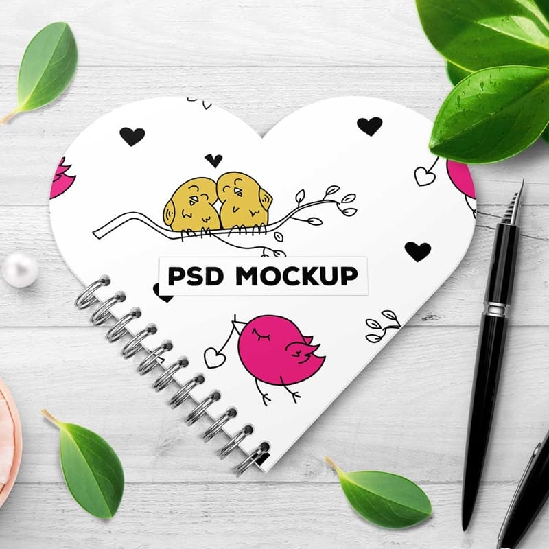 Free HeartShape Cover Mockup Scene