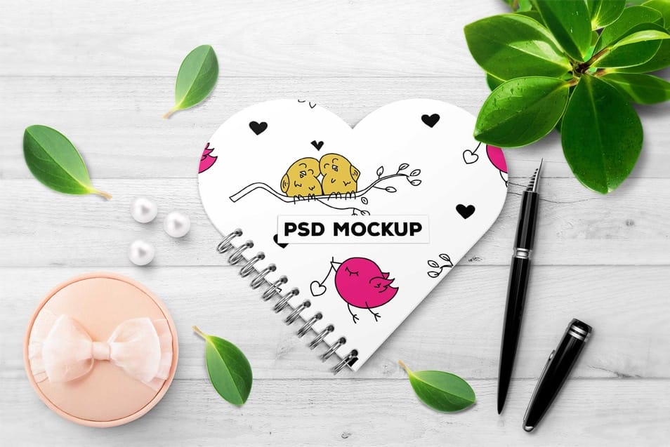 Free HeartShape Cover Mockup Scene