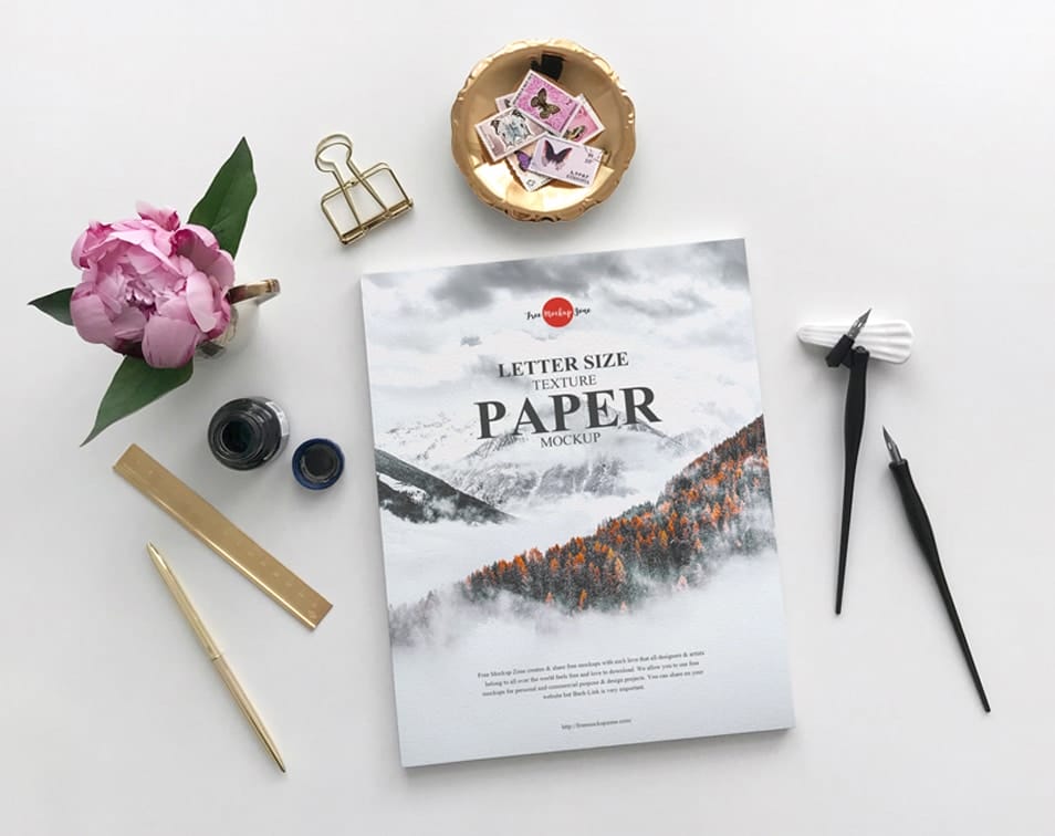 Free Letter Size Texture Paper Mockup