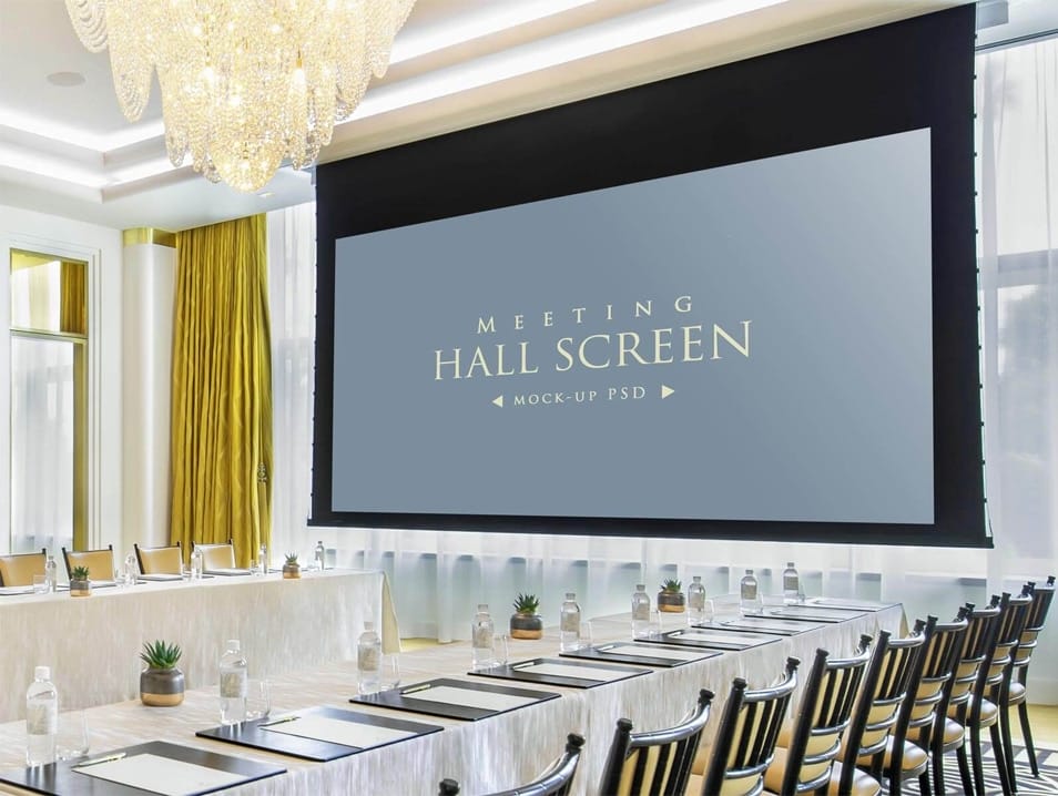 Free Meeting Hall Screen Mockup PSD