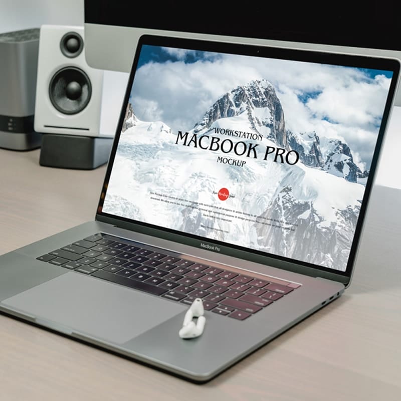 Free Modern Workstation MacBook Pro Mockup