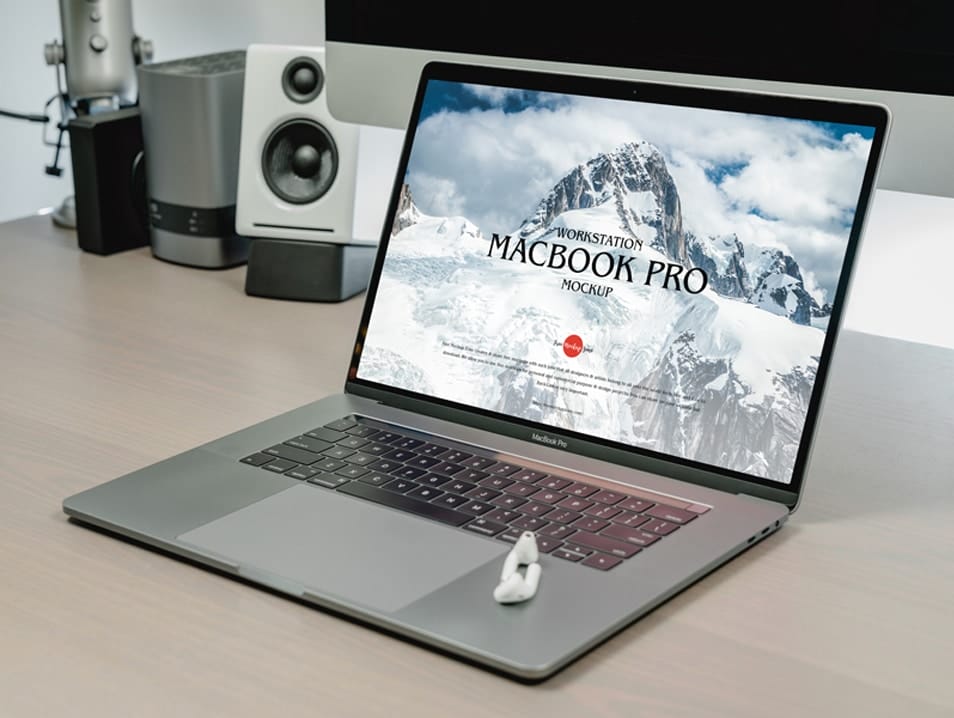Free Modern Workstation MacBook Pro Mockup