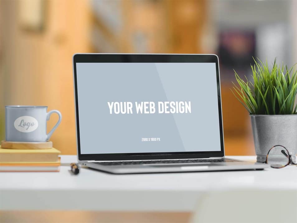 Free Mug & Laptop Website Mockup PSD