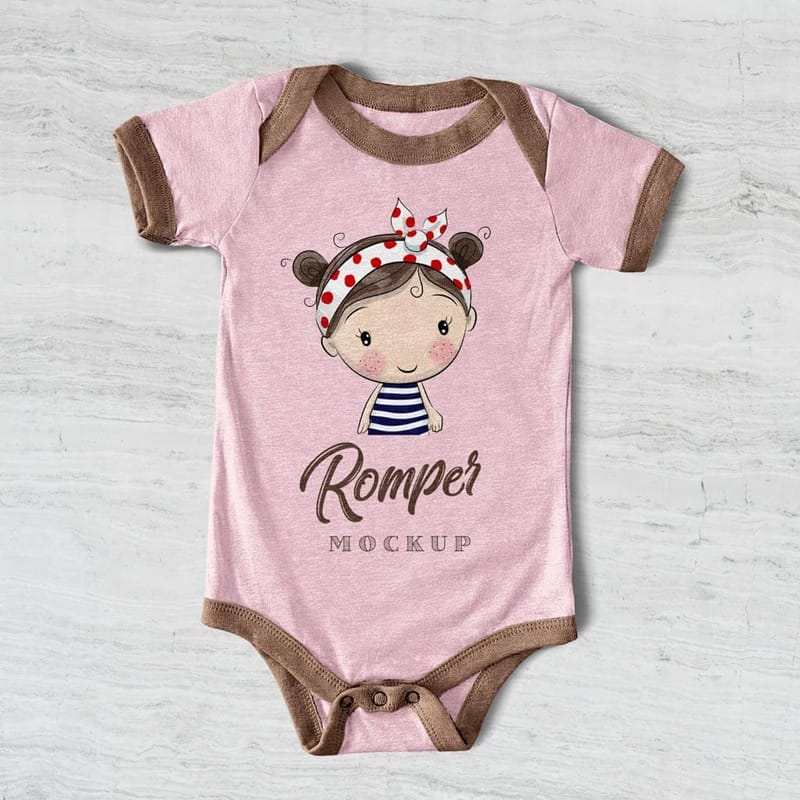 Free Newborn Baby Infant Onesie Romper Bodysuit Mockup PSD