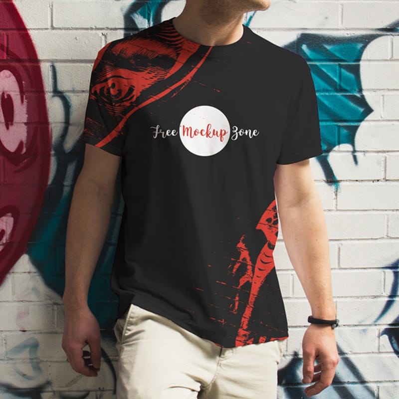 Free Outdoor Boy Wearing TShirt Mockup
