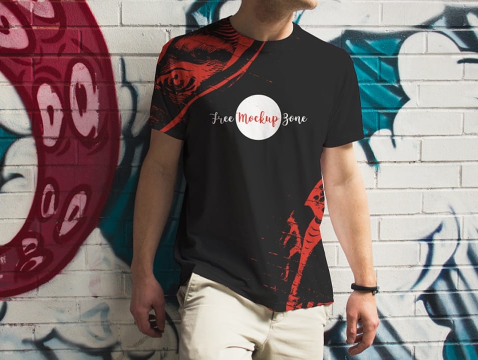 Free Outdoor Boy Wearing TShirt Mockup