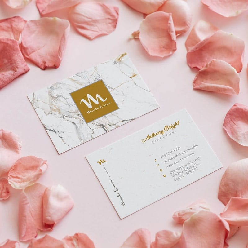 Free Pink Rose Petal Business Card Mockup PSD