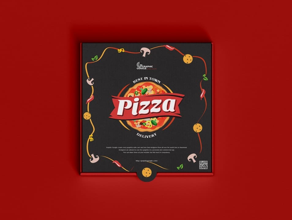Free Top View Packaging Pizza Mockup