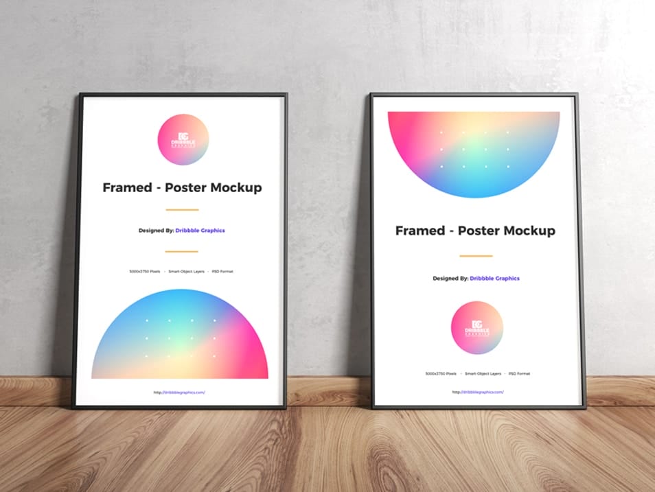 Free Two Framed Poster Mockup PSD