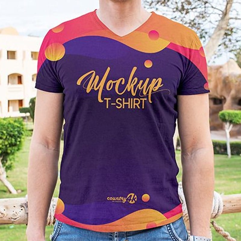 Free V-neck T-Shirt MockUp